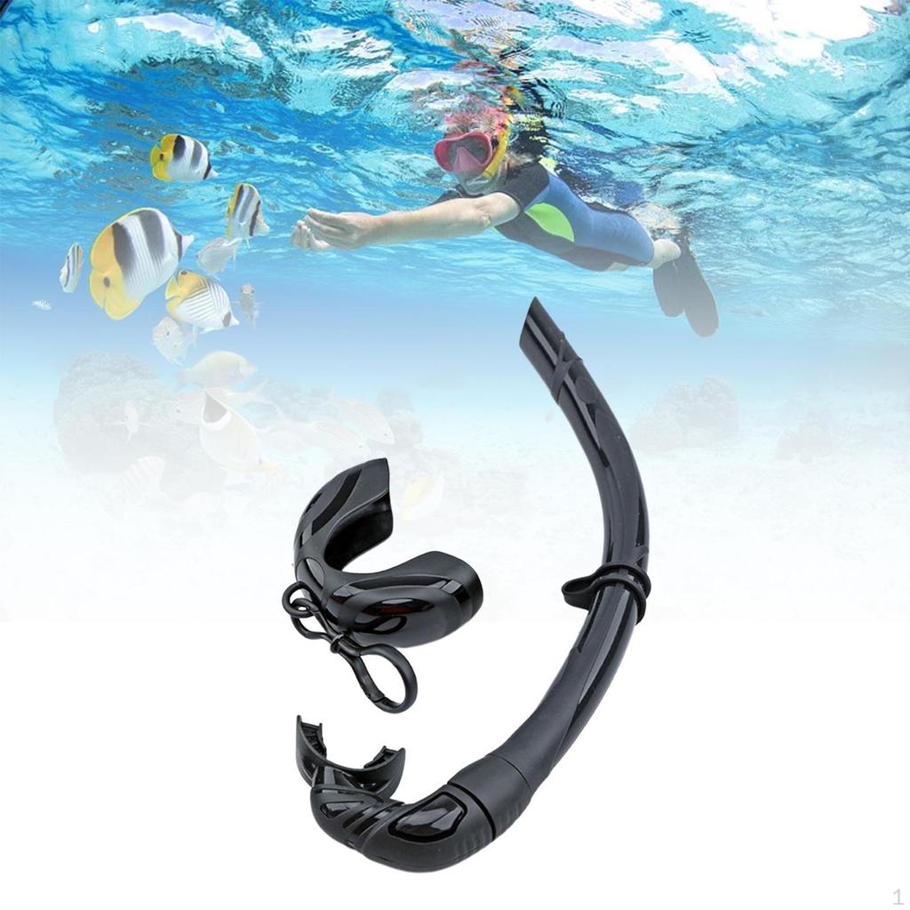 Tuba de Snorkeling J Pliable Flexible Humide pour Adultes Noir