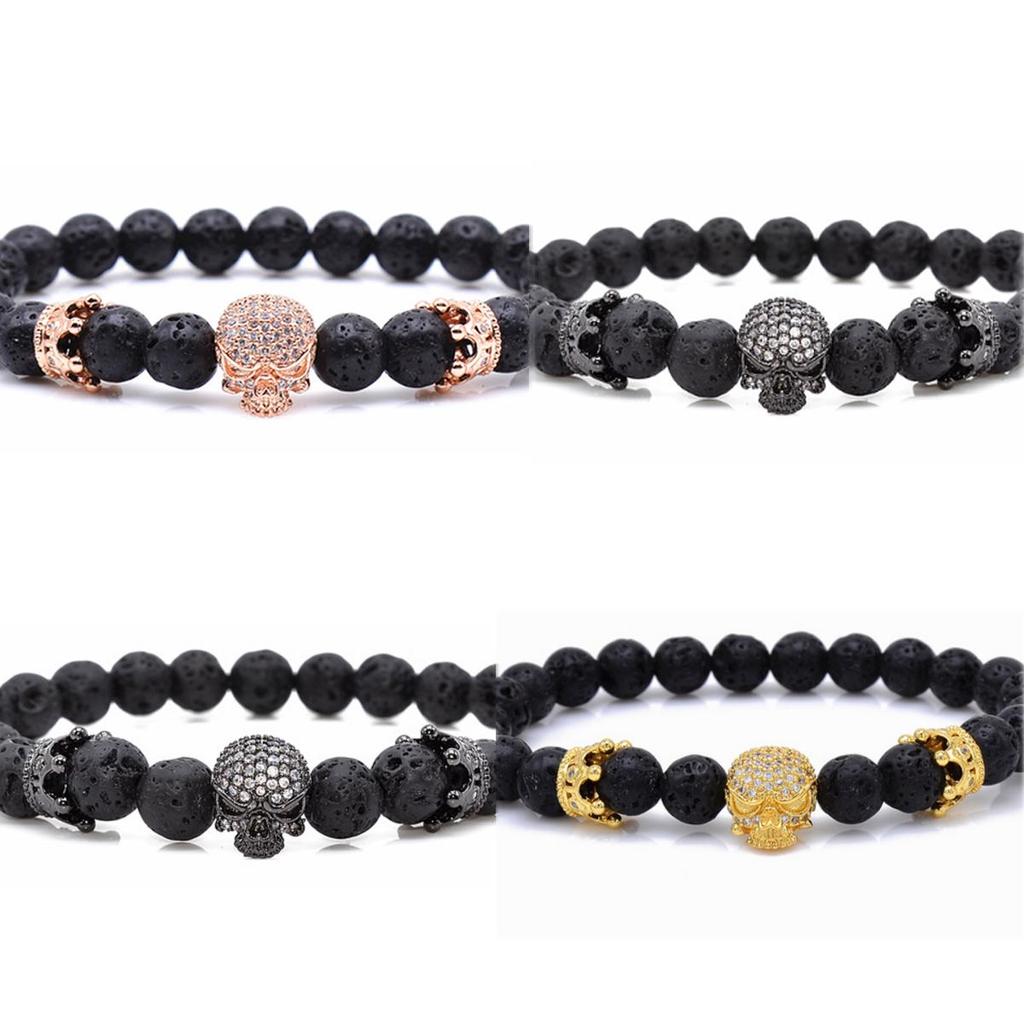 1pc Retro Black Zirconia Charm Skull Beads For DIY Men Jewelry Accessories