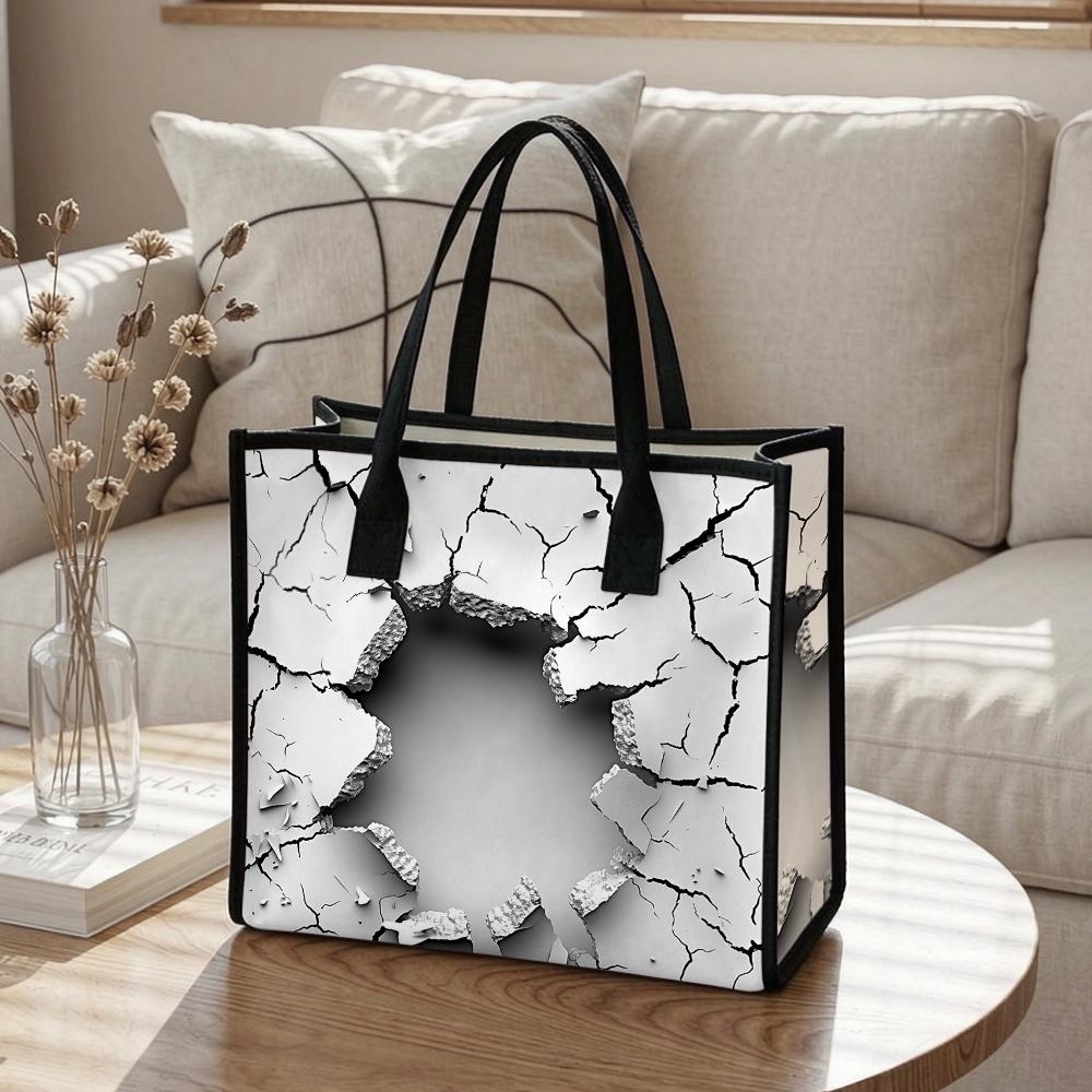 Crack Pattern Tote Bag Large Capacity Casual Handbag for Daily Use