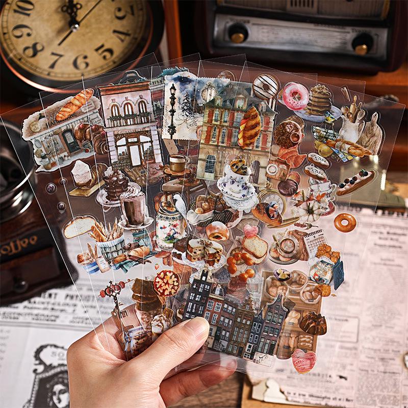 Retro Transparent Waterproof PET Stickers for DIY Journals and Children's Stationery