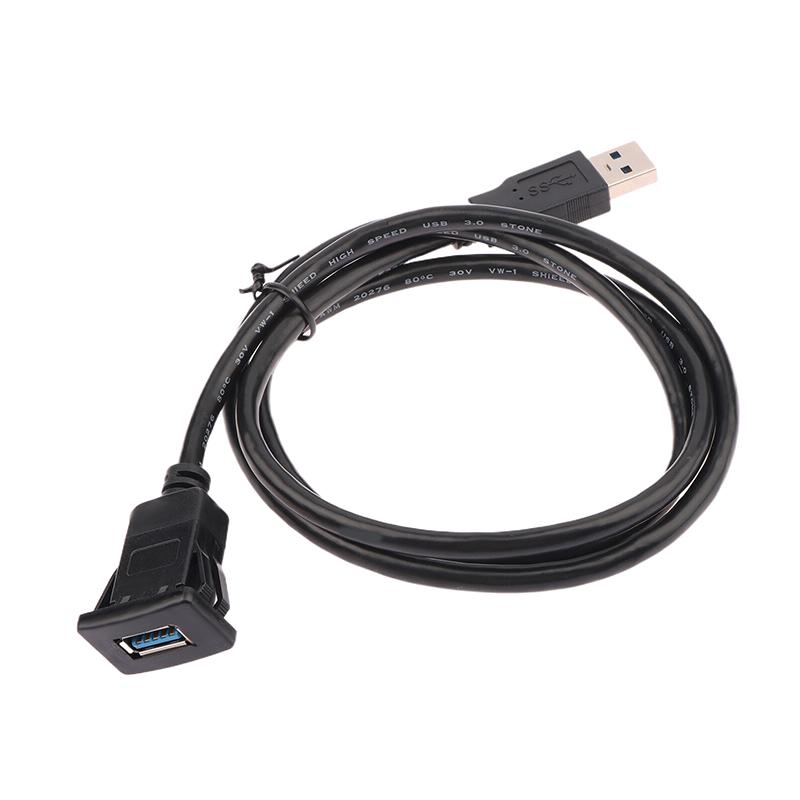 1Pc Usb 3.0 Panel Flush Mount Extension Cable With Buckle For Car Truck Boat Motorcycle Dashboard