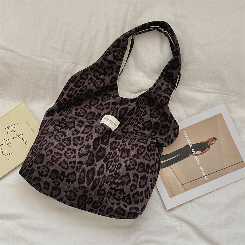 

Soft Suede Leopard Print Tote Bag For Women Ideal For Everyday Casual Use Gray Leopard