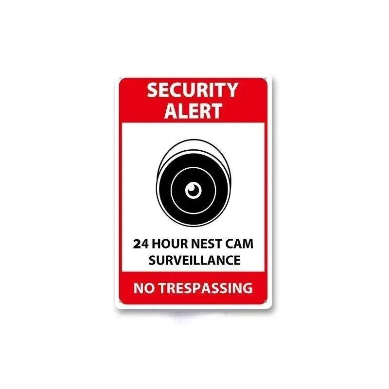 Tin Sign No Trespassing Warning Sign 24 Hour Video Surveillance Metal Board Poster Bar Home Decor Plate Warn Signs Wall Plaques