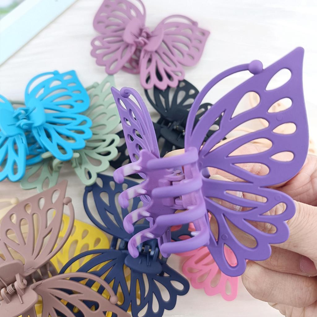 9cm Sweet Women Girl Young Fashion Gift Back Head Clip Hairpin Candy Color Single Layer Hollow Wing Antennae Butterfly Hair Claw