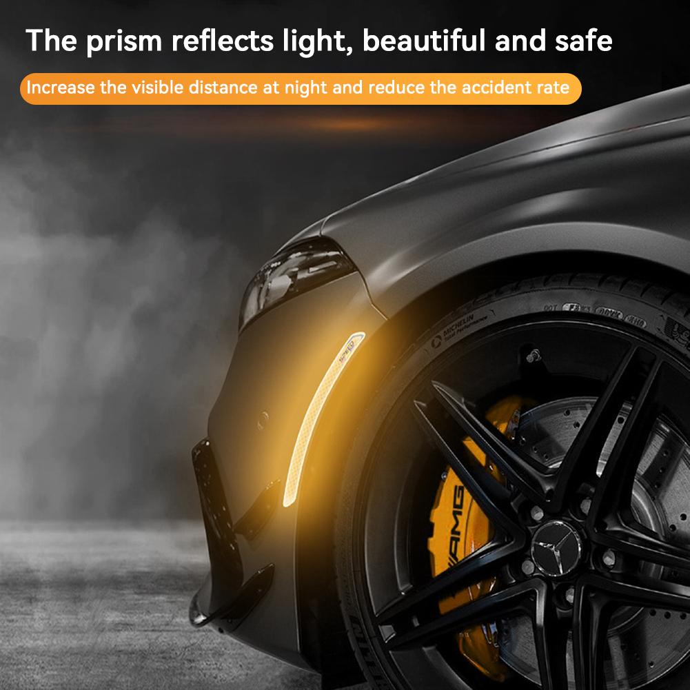 2Pcs Reflective Car Wheel Arches Safety Warning Sticker Mark Car Stickers Tape Reflective Strips Exterior Accessories