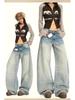 2025 Autumn Light Wash Low Rise Straight Wide Leg Jeans