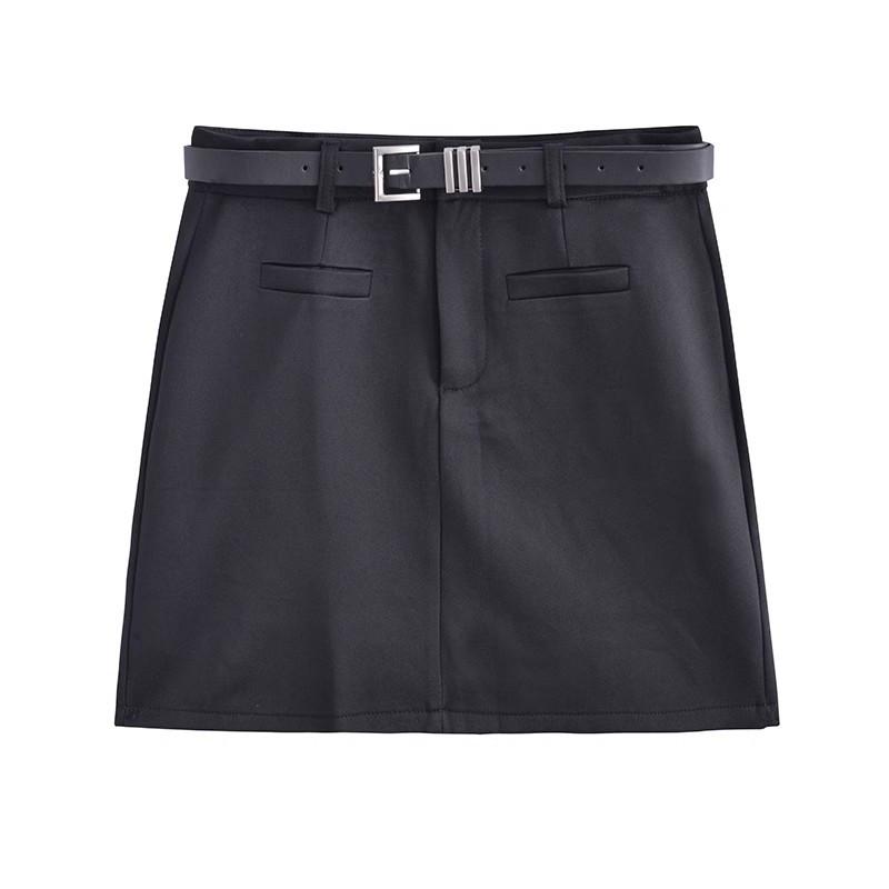 2024 New Fashion Women's Gray A-Line High Waist Summer Skirt