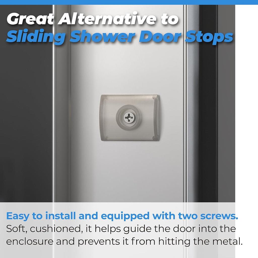 Wall Jamb Bumper for Glass Sliding Shower Doors Suitable for Shower Glass Moving Doors, Clear Shower Doors Bumper with Screws for Use with Sliding