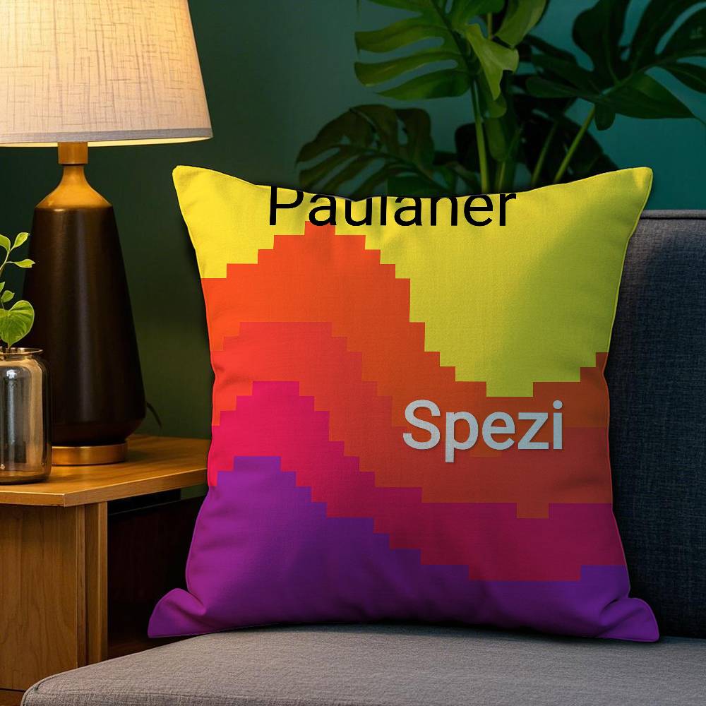 P-Paulaner Spezi Logo Pillow Case Sofa Living Room Bedroom Double-sided Printing Square Cushion Nap Time Pillow Case