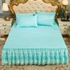 3pcs Set Soft Lace Bed Skirt King Queen Size Bedspread Solid Color Luxury Princess Romantic Bed Spread with Pillowcase