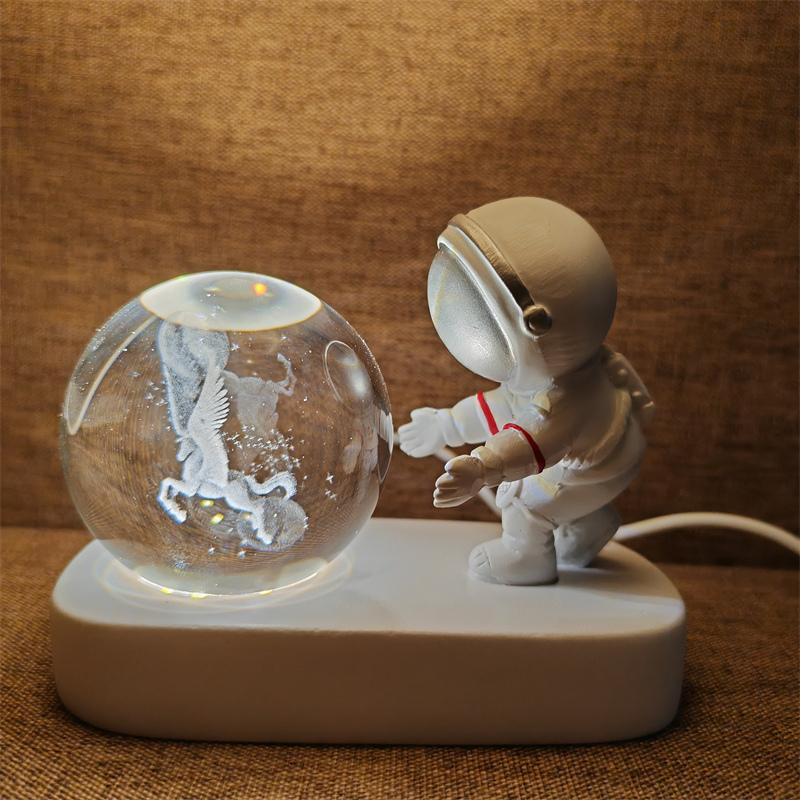 Astronaut Creativ 3D Minge de Cristal Led Lumină de noapte pentru Dormitor Copii Planetă Spațiu Lampă Sistem Solar USB Cadou de Crăciun pentru copii