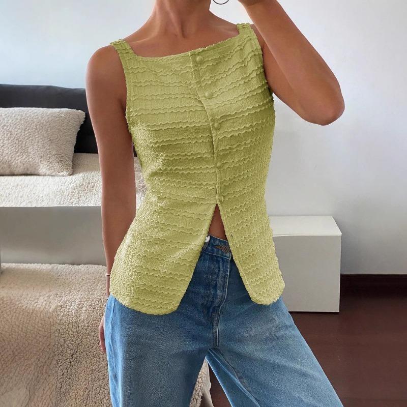 Sexy Summer Shirt Women's Shoulder Strap Style Solid Color Slim Fit Sleeveless Vest Top Women's Clothing