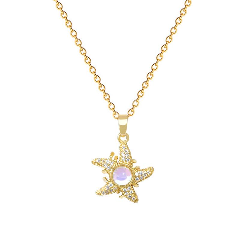 Titanium Steel, Colorful Sea Stars, Light Luxury Temperament, Gorgeous Diamond Necklace, Female Versatile Collarbone Chain, Titanium Steel Chain