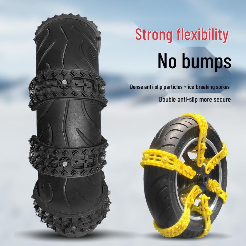 

Electric & Motorcycle Tire Anti-Skid Chains: New Thickened Winter Style for Snowy Weather 1 piece - Yellow