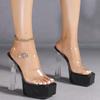 Women's Transparent One-Strap High-Heeled Crystal Slippers, Outer-Wear Casual Shoes, Sizes 5-11 US, LFD-3640-1