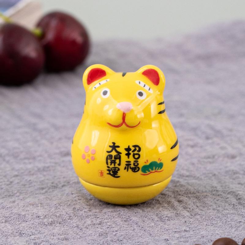 Ceramic Maneki Neko Home Decor Lucky Cat Tumbler Feng Shui Ceramic Fortune Cat Statue Room Decor Accessories Office Decoration