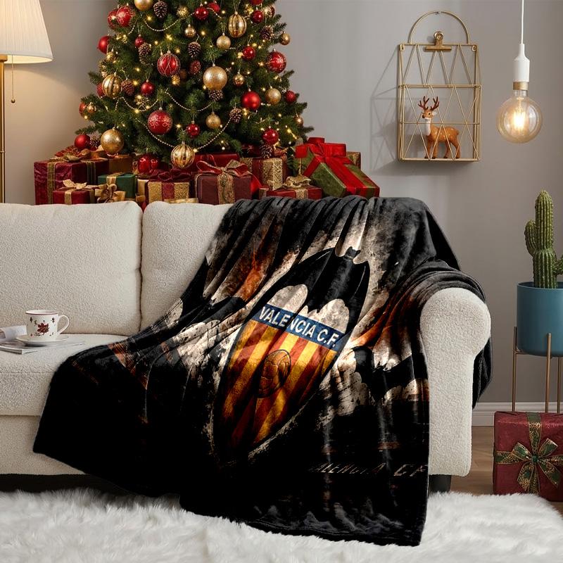 Valencia Crest Design Throws Blanket Flannel Blankets Plush for Couch Bed Gifts for Men Women Travel picnic blanket Christmas fan gifts