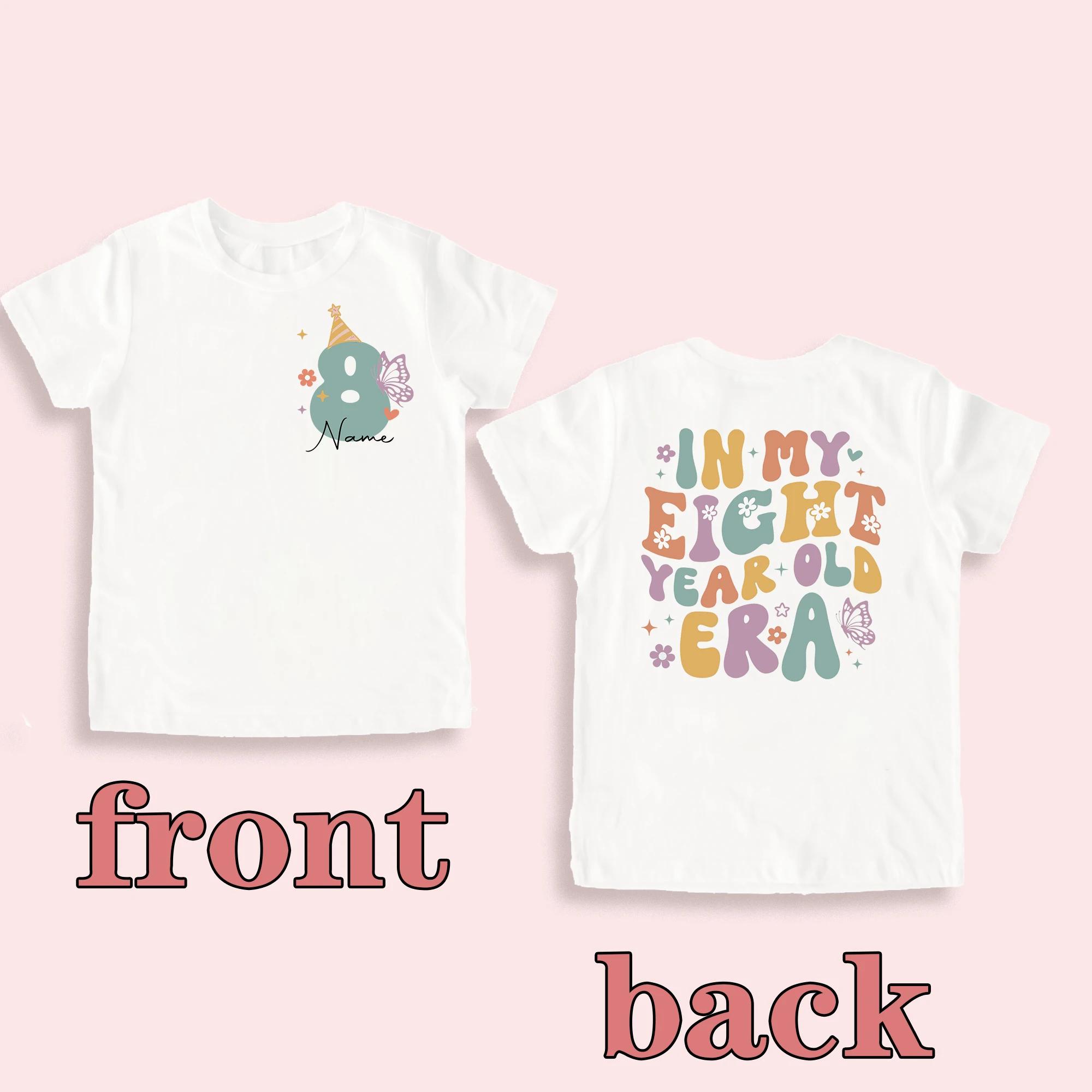 Personalised Girls Birthday Shirt Custom Name Kids 19 Year Birthday Party Outfit Child Short Sleeve Tshirt Girl Retro Tee Tops 100