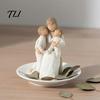 Hand Carved Style Ornament Mother Holding Baby Figurine, Resin Family Love Statue for Bedroom Desk, Heartwarming Figurine Home Decor Ornament,