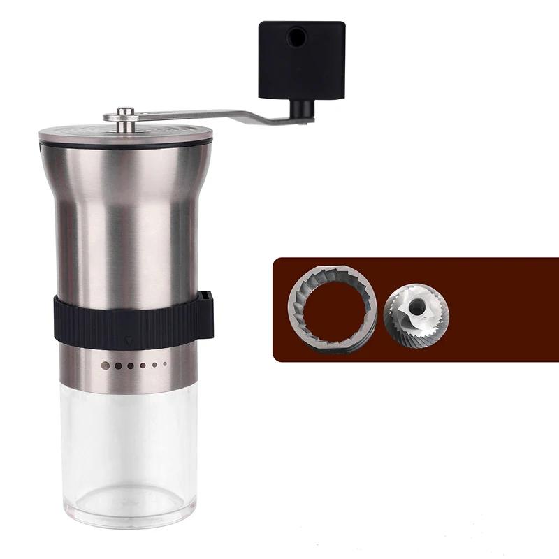 Manual Coffee Grinder with Stainless Steel Body Adjustable Ceramic Burr Portable Mill for Espresso French Press