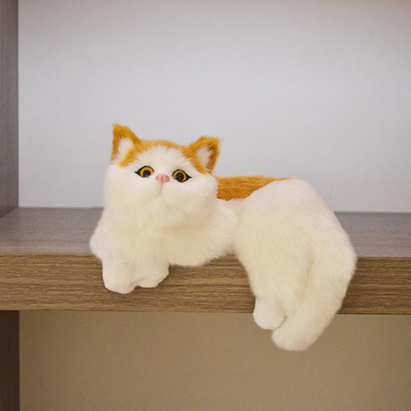 Cute Simulation Cat Plush Dolls Ornaments Figurine Home Desk Hanging Toy Decor Car Decoration Stuffed Animals Sculptures