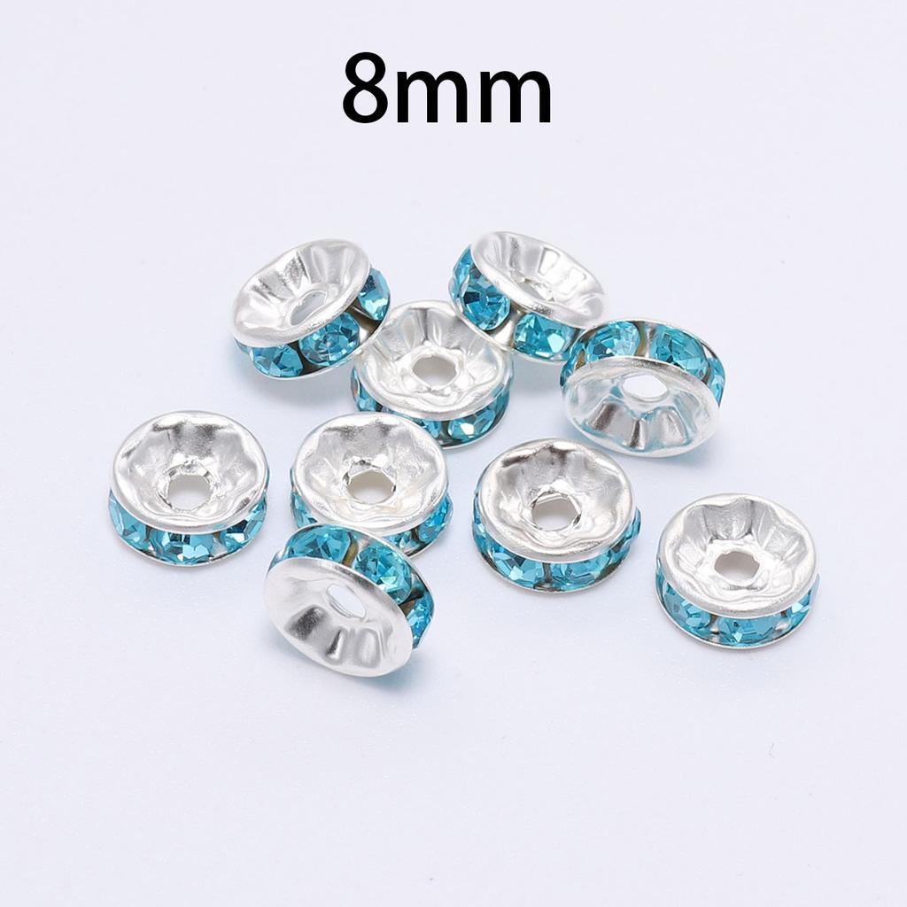 50 stk/parti 8 mm Strass Rondeller Krystallperler Løse Avstandsperler Charms for DIY Håndlaget Smykketilbehør Produksjonsmateriell