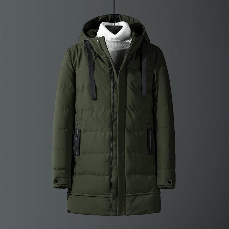 

Зимняя толстая хлопковая одежда с капюшоном, мужская длинная универсальная хлопковая куртка, модная мужская одежда, большая защита от холода 4XL