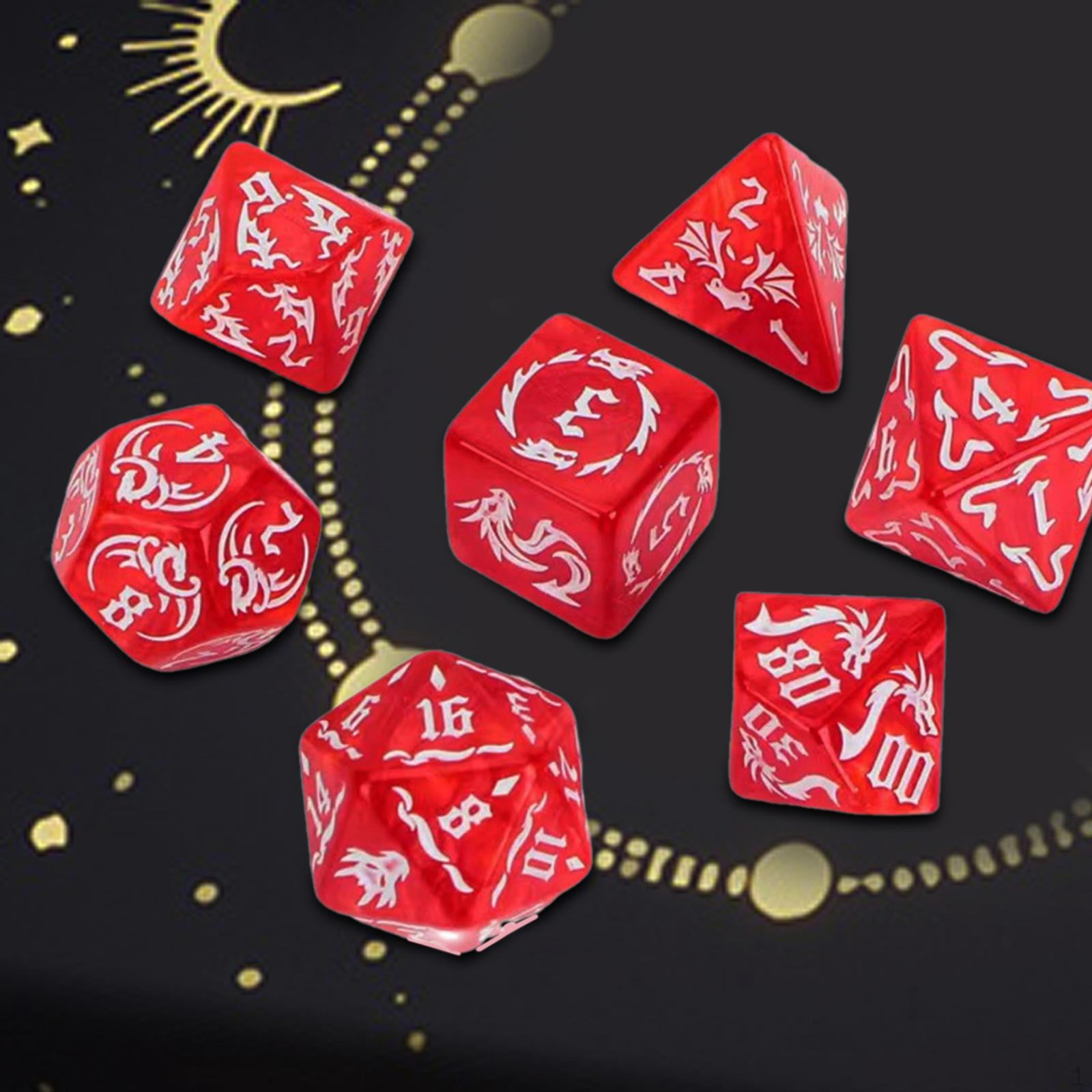 

Набор из 7 предметов D20 D12 D10 D8 D6 D4, набор игровых кубиков, акриловый многогранник для вечеринок для роли карты красный