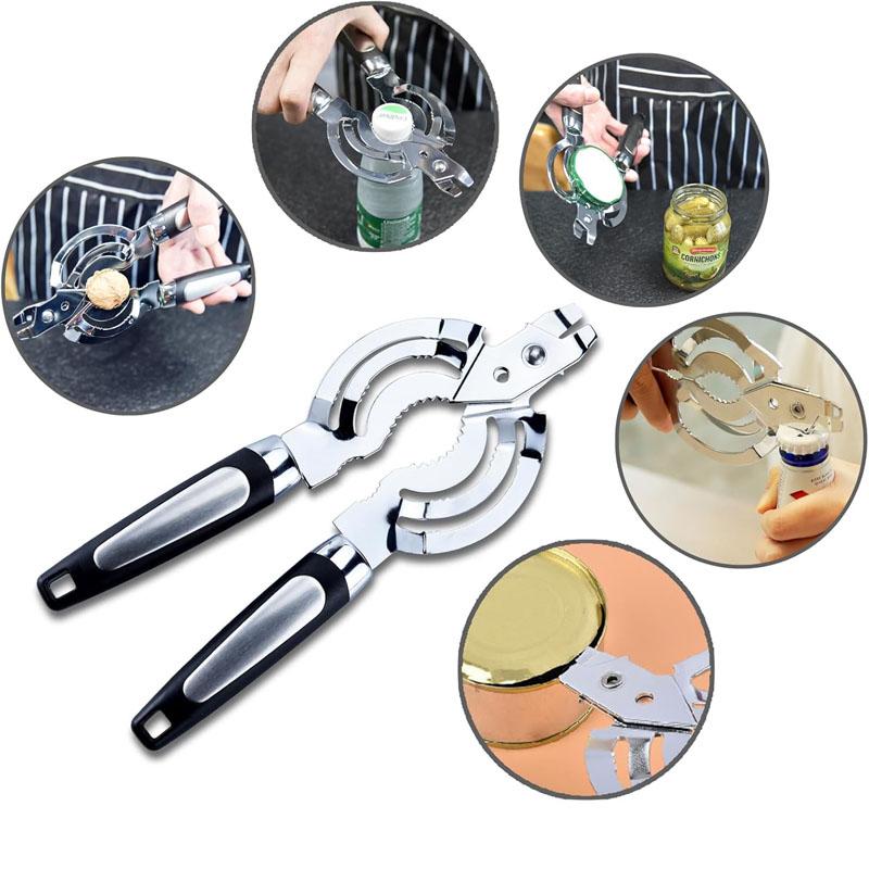 Multi Jar Openers for Seniors, Stainless Steel Jar Lid Opener, Bottle Opener for Seniors with Arthritis, Weak Hands