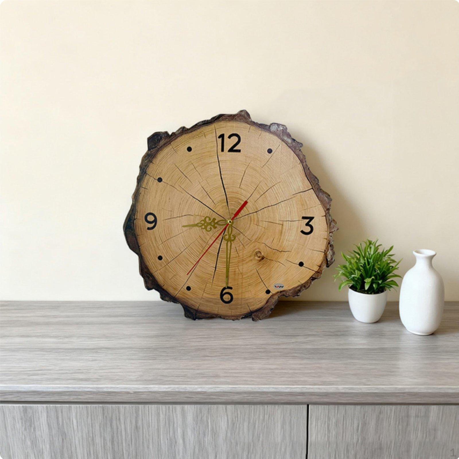 Rustic Wooden Clock NonTicking Farmhouse Style Noiseless Mechanism Wall Decor for