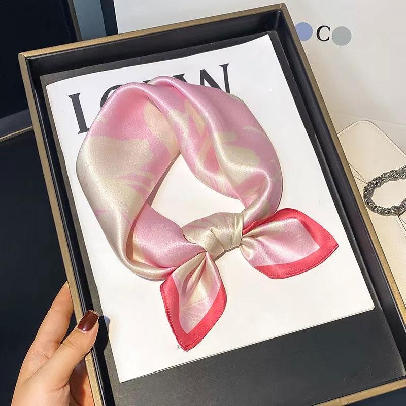 

100% Натуральный Шарф из Шелка Женский Тутовый Шелк Роскошный Высокое Качество Квадратный Модный Принт Шейный Платок Женский Шаль Палантин Хиджаб Бандана Шарфы Real Silk 53x53cm