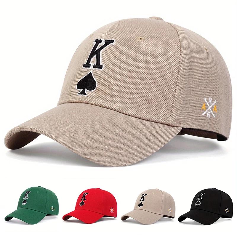 Baseball Stitching Stitched Embroidered Alphabet K Poker Neutral Gender Women Men For Caps Spring And Autumn Outdoor Adjustable Casual Hats