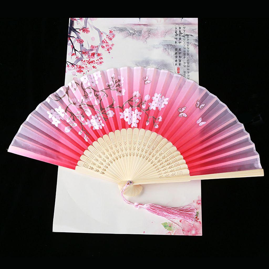 Bamboo Wooden Handmade Colorful Vintage Style Fan Crafts Dance Hand Fan Folding Fan Home Decoration