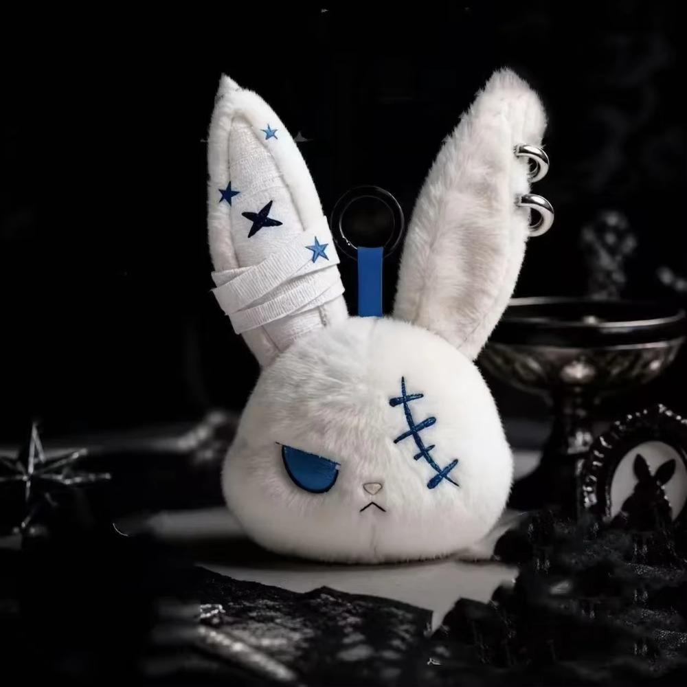 Gothic Style Bunny Plush Keychain Plush Rabbit Bag Charm Cute Dark Bunny Plush Doll Bag Decoration Style 2