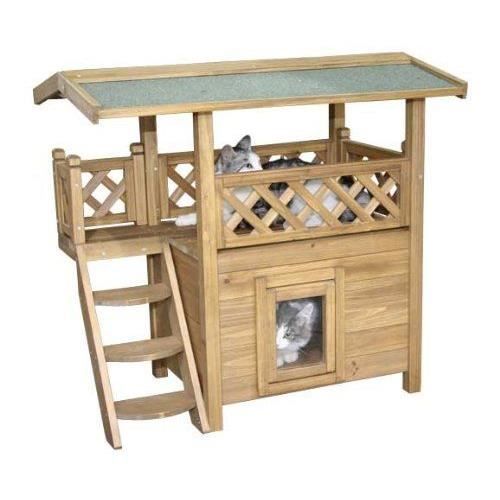 Maison pour chat - kerbl - lodge - 77 x 50 x 73 cm - bois - extérieur