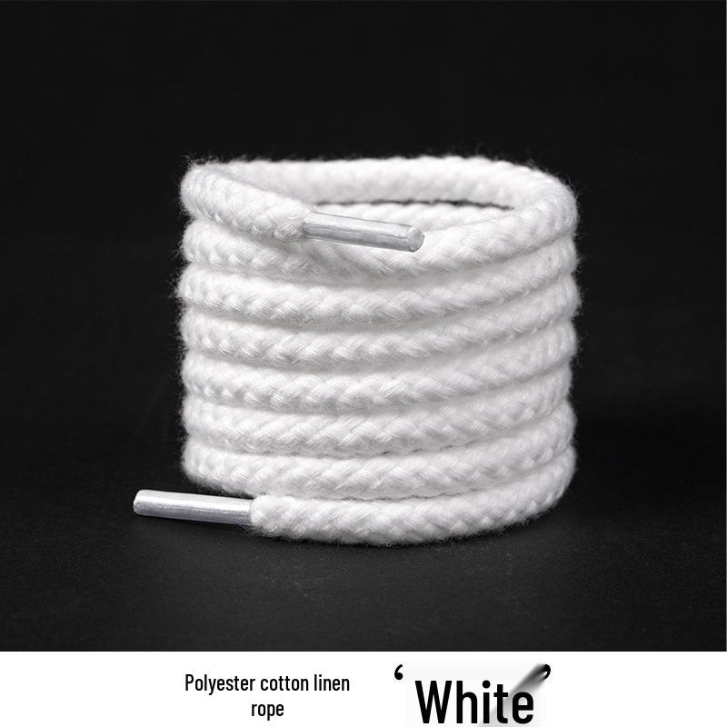 6mm Hemp Rope Shoelaces Pair - Thick Round Style for Converse AJ Casual Sneakers (White/Beige)