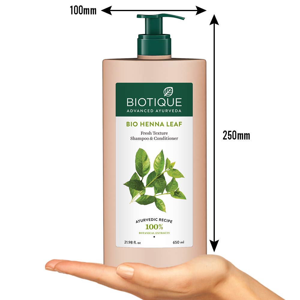 Biotique Bio Henna Leaf Fresh Texture Shampoo & Conditioner 650ml, Natural Hair Shine, Daily Use, Herbal Formula, Smooth & Voluminous Hair