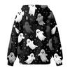 Women's Fashionable Casual Halloween Print Drawstring Hooded Pullover with Pockets