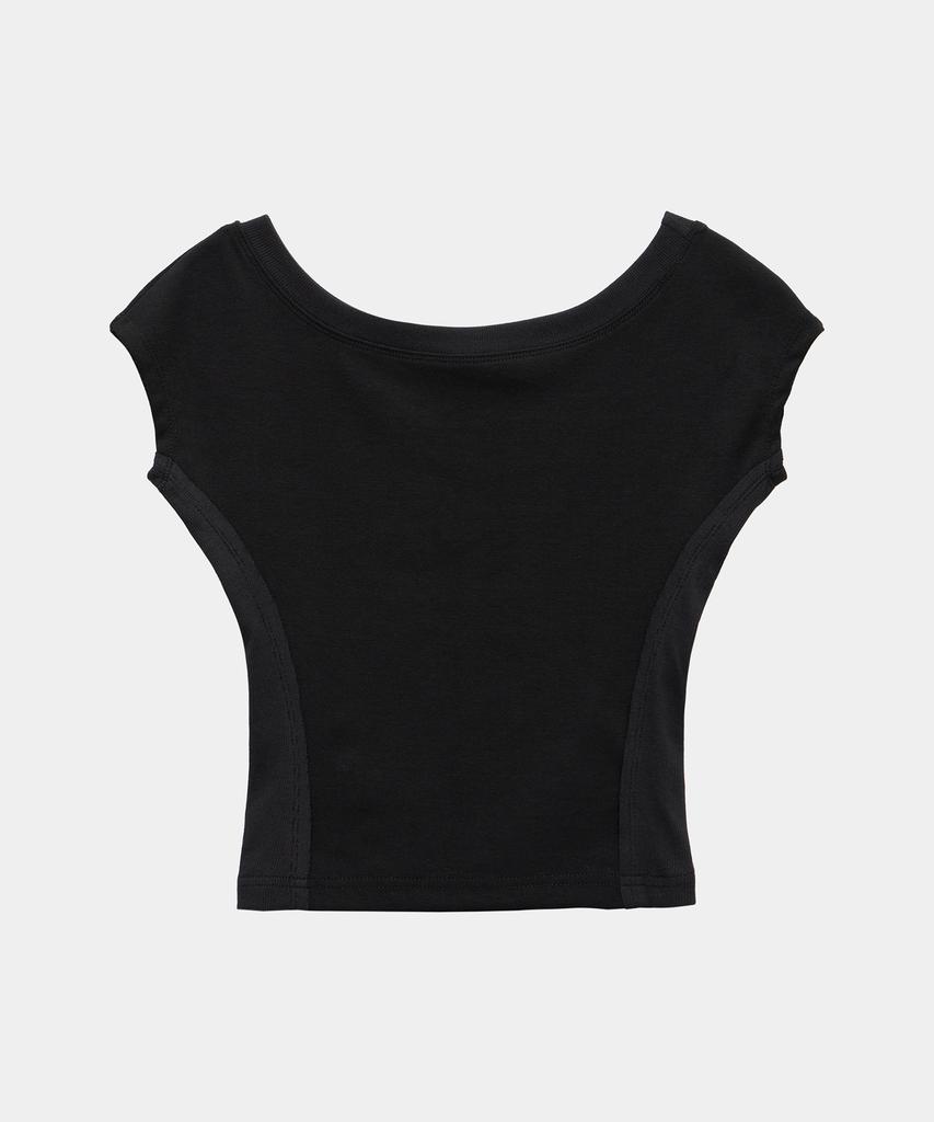ETRE AU SOMMET Pigment Damage Panel Short Top (Black)
