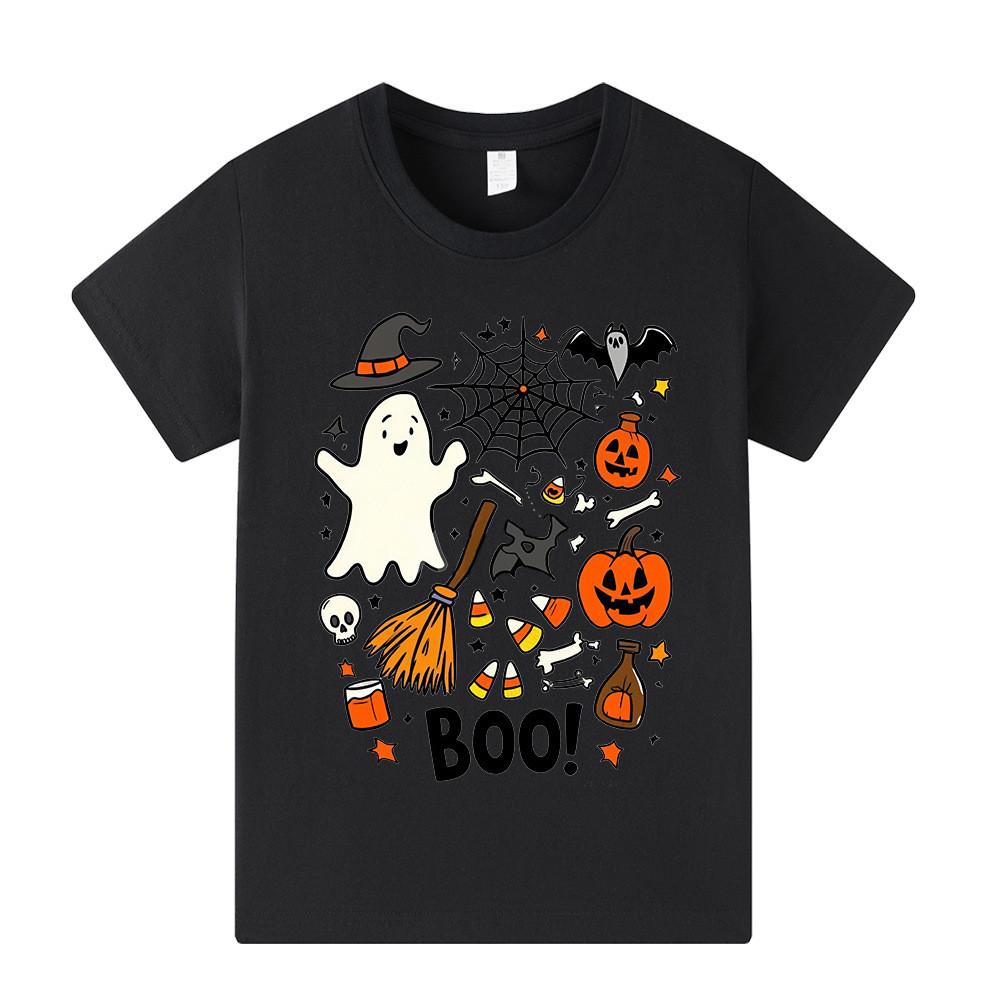 A1653 T-shirt Manches Courtes Halloween Fantôme Garçons Filles