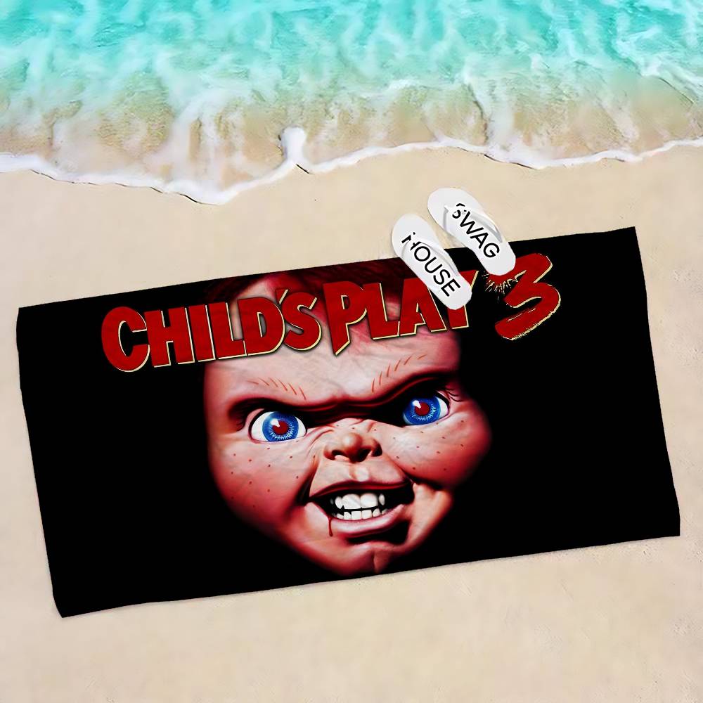 C-Chucky C-Child's P-Play Bath Towel Microfiber Soft Water Absorbing Breathable For Girl Kids Decorative Cartoon Beach Towel