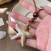 Boho Brown Gradient Starfish Pendant Necklace for Women Elegant Brown Bead Nylon Rope Clavicle Chain Party Jewelry Adjustable