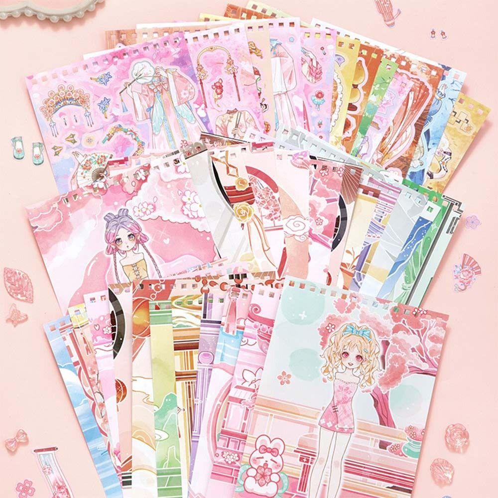 Chinese Style Girl Dress-up Sticker DIY Little Girl Stickers Toy Gifts Cartoon Sticker Book