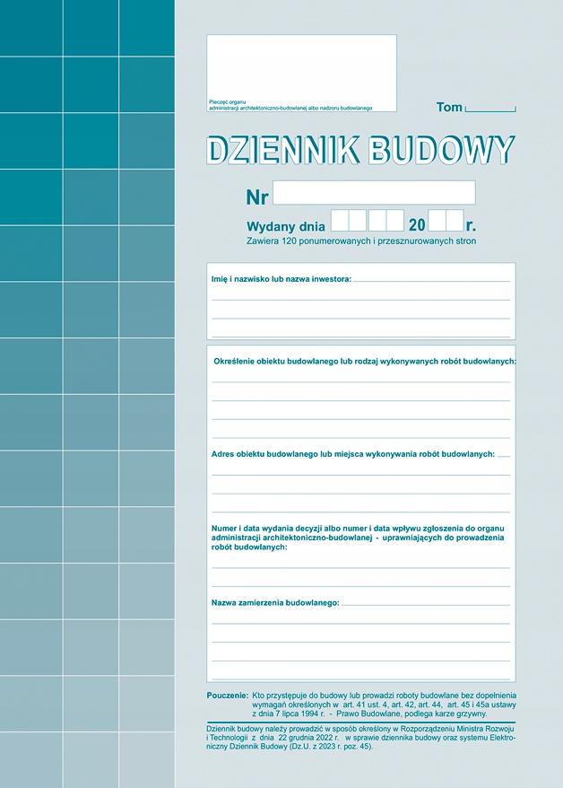 DZIENNIK BUDOWY A4 603-2 4565