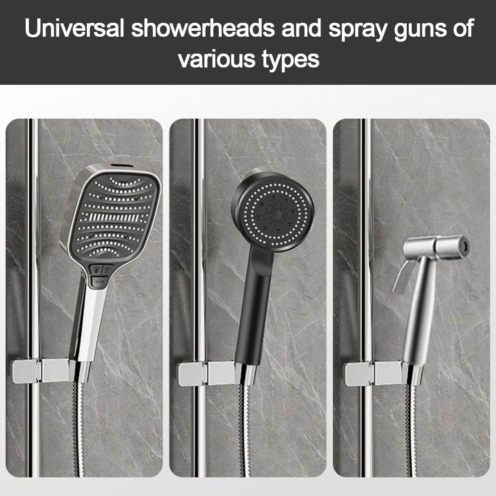 Round Pipe Showerhead Clip-on Bracket Adjustable Riser Rail Bracket Portable Shower Head Holder