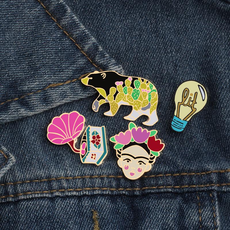 Harajuku Style Cartoon Phonograph Brooch Set – Unisex Clothing Accessories Badge