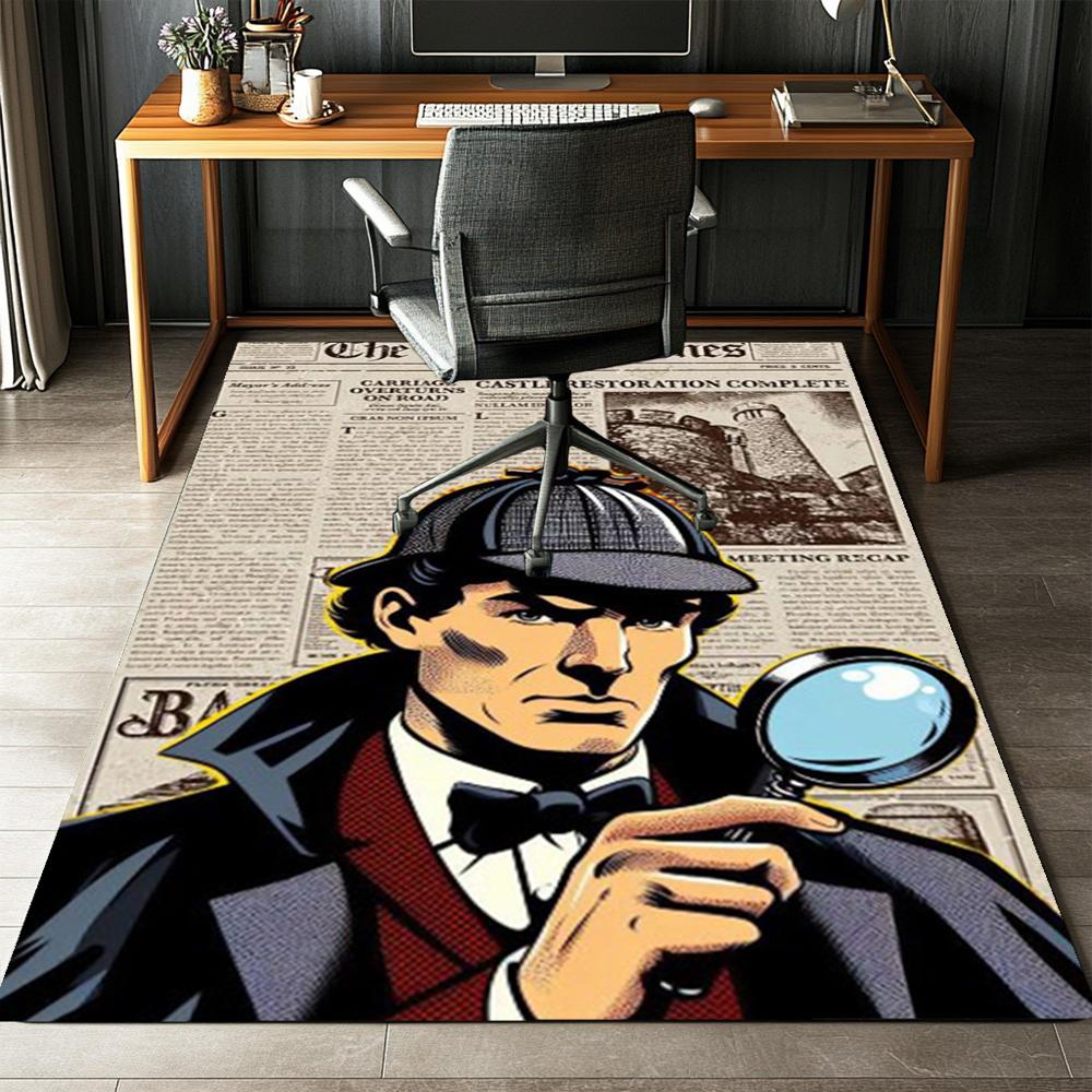 Sherlock Holmes Printed Carpet,Rug,for Office Chair Living Room Bedroom Kitchen Room Decor Gifts.