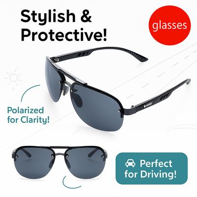 Schützende Sonnenbrille, randlose Sonnenbrille, modische, personalisierte Brille, polarisierte Sonnenbrille, Herren-Sonnenbrille