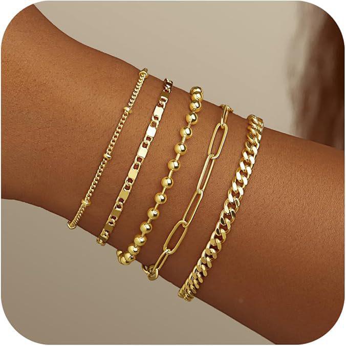 Bohemian Minimalist Women's Hand Jewelry Set: 6 Multi-layer Simple Bracelets