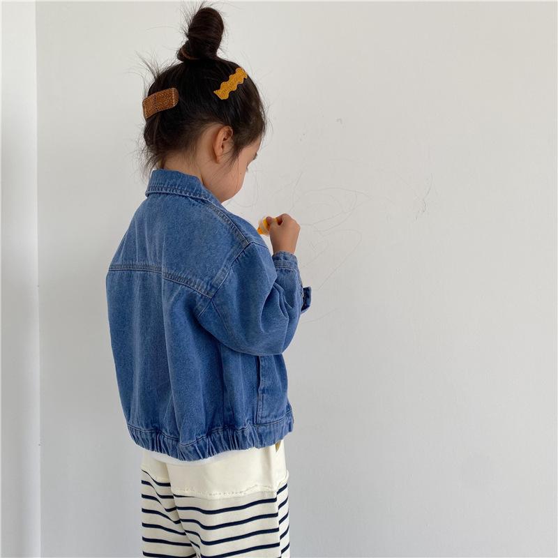 Korean Style Autumn Children's Heavy Duty Soft Denim Jacket - Boys & Girls Fashionable Workwear Zipper Jacket